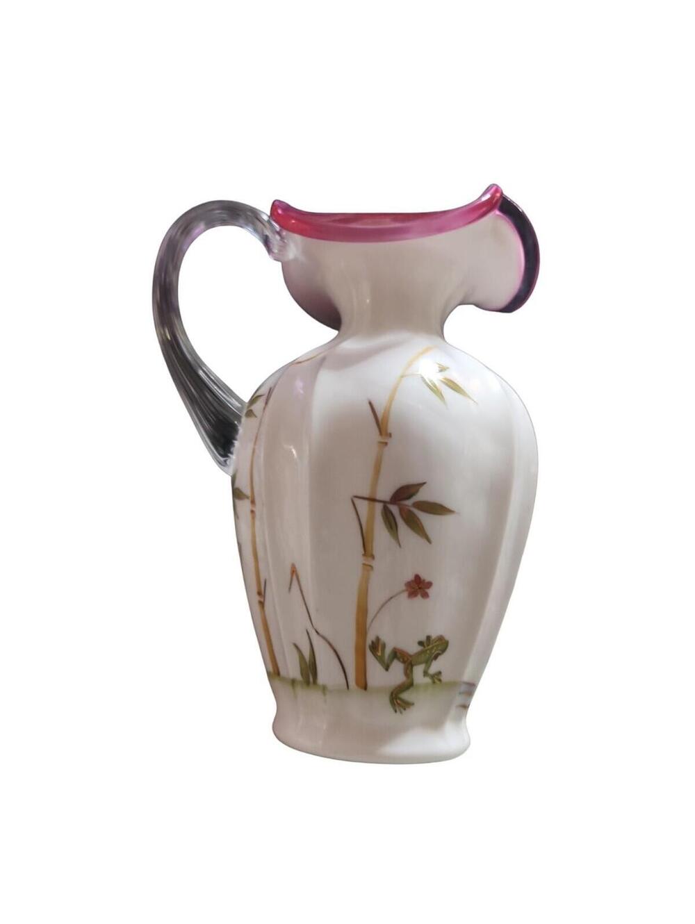 Fenton Art Glass Co 95th Ann Legacy Coll Milk Glass Cranberry Pitcher #641/1850